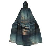 HJFCZH Moonlight Beach Tide Pattern Adulto Halloween giacca con cappuccio mantello lungo partito mantello adatto per uomini e donne