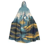 HJFCZH Mountain Landscape Pattern Adulto Halloween giacca con cappuccio mantello lungo partito mantello adatto per uomini e donne