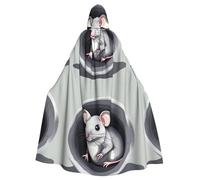 HJFCZH Mouse in the Hole Pattern Adulto Halloween giacca con cappuccio mantello lungo partito mantello adatto per uomini e donne
