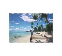 HJFCZH Paradise Beach - Set di 6 tovagliette con immagine di palme per tavolo da pranzo, per casa e banchetti, facili da pulire a temperatura ambiente per un uso duraturo