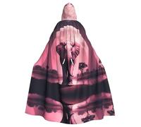 HJFCZH Pink Moon Elephant Pattern Adulto Halloween giacca con cappuccio mantello lungo partito mantello adatto per uomini e donne