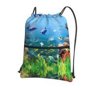 HJFCZH Sea World Prints, zaino con cerniera e coulisse, ultra resistente, impermeabile, per viaggi e sport, custodia leggera e pieghevole