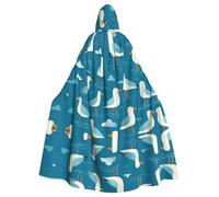 HJFCZH Seagulls By The Sea - Mantello con cappuccio per Halloween, per adulti, super grande, con papillon, senza cerniera
