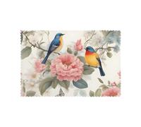 Hjfczh Set di 6 tovagliette romantiche con motivo floreale con uccelli e farfalle, per tavolo da pranzo, 30,5 x 45,7 cm, per Natale, Halloween e uso quotidiano