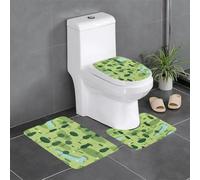 HJFCZH Set di tappeti da bagno antiscivolo con motivo campo da golf, 3 pezzi, tappetini ovali e rettangolari per WC, toeletta e servizi igienici