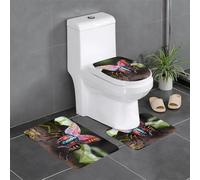 HJFCZH Set di tappeti da bagno antiscivolo con motivo di insetti strani, 3 pezzi, tappetini ovali e rettangolari per WC, toeletta e servizi igienici