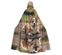HJFCZH Simpatico mantello con cappuccio per Halloween, con motivo Corgi, per adulti, super grande, con papillon, senza cerniera