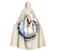 HJFCZH Simpatico piccolo cigno stampato Halloween adulto con cappuccio mantello da indossare durante Halloween, giochi di ruolo