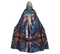 HJFCZH Stained Glass Elephant Pattern Adulto Halloween giacca con cappuccio mantello lungo partito mantello adatto per uomini e donne