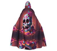 HJFCZH Sugar Horror Skull Pattern Adulto Halloween giacca con cappuccio mantello lungo partito mantello adatto per uomini e donne