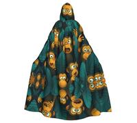HJFCZH The Silent Monkey Pattern Halloween adulto mantello con cappuccio super grande mantello con cappuccio con papillon, senza cerniera