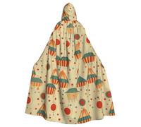 HJFCZH Vintage sfondo circo stampato Halloween adulto con cappuccio mantello mantello da indossare durante Halloween, gioco di ruolo