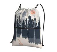 HJFCZH Wilderness Fox Art Prints - Zaino con coulisse e cerniera, leggero, impermeabile, per viaggi, sport e yoga, copertura pieghevole durevole con tasca frontale