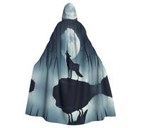HJFCZH Wolf Under Moon Pattern Adult Halloween giacca con cappuccio mantello lungo partito mantello adatto per uomini e donne