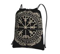 HJFCZH Zaino con chiusura lampo e coulisse con stampa di rune norrene, con tasca frontale, ideale per viaggi e yoga