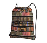 HJFCZH Zaino da biblioteca con stampa con coulisse e cerniera, resistente all'acqua e durevole, per viaggi, sport e oggetti essenziali quotidiani
