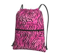 HJFCZH Zebra, tigre, leopardo, rosa, stampa con coulisse e cerniera, borsa da palestra ultra resistente all'acqua per viaggi e sport, custodia leggera e pieghevole