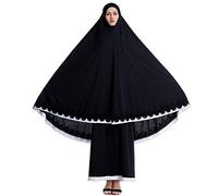 HJFYIZYNN Vestito etnico della signora Hijab Abaya del vestito di Burqa del merletto delle donne musulmane del vestito di due pezzi, nero, taglia unica