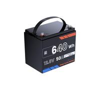 HJGHY Batteria LiFePO4 da 100 Ah, 50 Ah, 12,8 V, Fino a 15.000+ cicli Profondi, Ricaricabile al Litio per Motore Elettrico Solare, Camper, fishfinder, Ruote elettriche,12.8v,50Ah