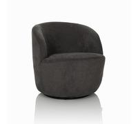 hjh LIVING BRAMWICH Poltrona girevole moderna girevole, comoda imbottita, per cocktail, poltrona relax, soggiorno, tessuto grigio