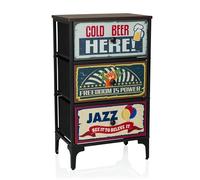 hjh LIVING Cassettiera a 3 cassetti in Pile AMERIKO S 77x30x45 cm, cassettiera in Stile Vintage con Motivi, Struttura in Metallo
