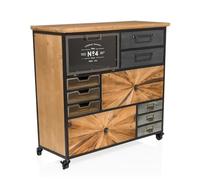 hjh LIVING cassettiera con 11 scomparti, con rotelle CONTINENTO XL credenza per cucina soggiorno sala da pranzo, 88 x 34 x 84 cm