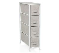 hjh LIVING Cassettiera con 4 cassetti in tessuto FOLDRESS S 20x48x76 cm Organizzatore per cassetti, piedini regolabili in altezza, struttura in metallo, grigio