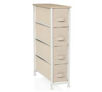 hjh LIVING Cassettiera con 4 cassetti in tessuto FOLDRESS S 20x48x76 cm Organizzatore per cassetti, piedini regolabili in altezza, struttura in metallo, beige