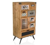 hjh LIVING Cassettiera con 8 scomparti, legno/metallo CONTINENTO S Mobile contenitore per soggiorno camera da letto corridoio, 53 x 32 x 104 cm