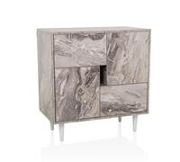 hjh LIVING Cassettiera con cassetti e Ante LYKKJA Mobile Contenitore per Soggiorno-Camera da Letto, 72x39,5x77 cm, Bianco/Marmo
