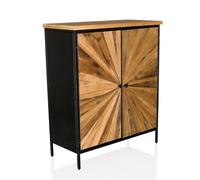 hjh LIVING cassettiera in legno massiccio a due ante SANTJAGO BLACK SUN XL mobile alto per soggiorno camera da letto corridoio, mobile contenitore 80 x 34,5 x 94 cm