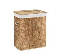 hjh LIVING Cesto portabiancheria a 2 scomparti FALSTER XL R, 100 l, con coperchio, in rattan con manici, pratica funzione pieghevole, marrone