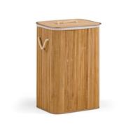 hjh LIVING Cesto portabiancheria da 72 l, con coperchio, 1 scomparto | Cesto portabiancheria in bambù con manici, pratica funzione pieghevole