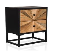 hjh LIVING Comodino con cassetti SANTJAGO BLACK SUN S Tavolino in legno massiccio di abete, comodino per camera da letto soggiorno