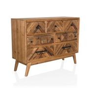 hjh LIVING Credenza in legno con aspetto a spina di pesce SANTJAGO WOOD Cassettiera XL con 7 cassetti per soggiorno camera da letto corridoio, mobile contenitore 97 x 33,5 x 72,5 cm