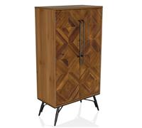 hjh LIVING Credenza in Legno con Aspetto a Spina di Pesce SANTJAGO Wood High Mobile a Due Ante per Soggiorno Camera da Letto, Mobile Contenitore 63 x 32 x 117 cm