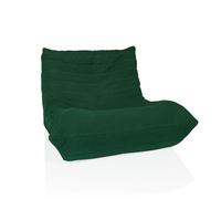 hjh LIVING Divano a sacco a terra con schienale SITZOLO Confortevole poltrona a terra poltrona soggiorno poltrona camera da letto, tessuto a coste verde scuro