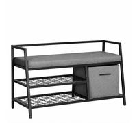 hjh LIVING Panca con cassetto e cuscino, scarpiera, nero/grigio | Scarpiera salvaspazio, ideale per corridoio, ingresso e ingresso