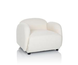 hjh LIVING Poltrona imbottita con braccioli VERDUNA tessuto teddy, comoda poltrona imbottita, reclinabile, per soggiorno camera da letto, bianco