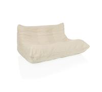hjh LIVING Pouf Divano da pavimento 2 posti con schienale SITZOLO 2 Comoda poltrona da pavimento/poltrona per camera da letto e soggiorno, tessuto in velluto beige
