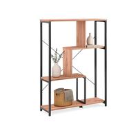 hjh LIVING Scaffalatura Kalag Eco - Mensola versatile 80 x 24 x 110 cm - Libreria aperta e divisore - Superficie facile da pulire, nero/rovere