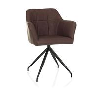 hjh LIVING Sedia da pranzo con braccioli, seduta imbottita ELVERUM SPU con rivestimento in similpelle di alta qualità, gambe in acciaio, marrone scuro