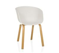 hjh LIVING Sedia Oslo W, design scandinavo ergonomico, in plastica, gambe in acciaio effetto legno, sedia per soggiorno, sala da pranzo e ufficio