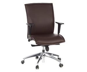HJH Office 600140 Poltrona direzionale MURANO 10 Pelle marrone Poltrona da ufficio, schienale medio-alto, braccioli regolabili