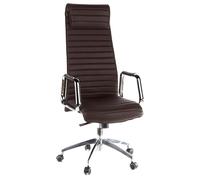 HJH Office 600904 Poltrona Girevole ASPERA 20 Pelle, Sedia da Ufficio con Braccioli, Schienale alto ergonomico, Altezza Regolabile, Marrone
