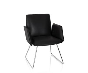 HJH Office 600993 di design con base a slitta DESIGNIA V ecopelle nera visitatore moderna pranzo imbottita