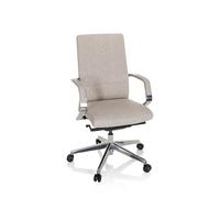 HJH Office 601007 Sedia professionale per ufficio BESSONA Tessuto Beige Sedia girevole di design con braccioli, profondità di seduta regolabile, ergonomica