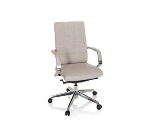 HJH Office 601007 Sedia professionale per ufficio BESSONA Tessuto Beige Sedia girevole di design con braccioli, profondità di seduta regolabile, ergonomica