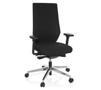 HJH Office 608841 Sedia professionale per ufficio PRO-TEC 700 tessuto nero Sedia ergonomica girevole, profondità del sedile e braccioli regolabili