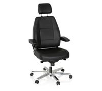 HJH Office 608901 Sedia da ufficio XXL 24 HOURS in pelle nero, resistente, portata fino a 150 kg,